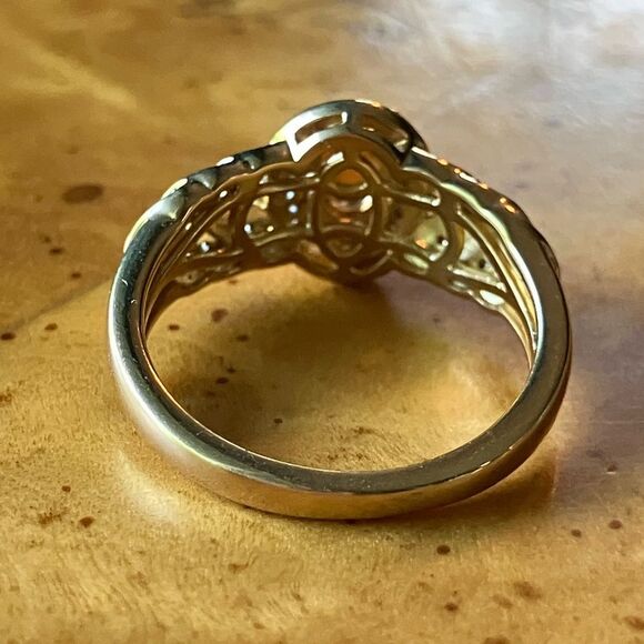 Natural Orange Garnet Sterling Silver Artistic Leaf Ring Discounted Size 6 - Picture 5 of 10